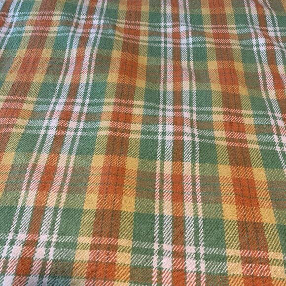 April Cornell Orange Yellow Green Plaid and Fringe Rectangular Tablecloth 80x54 - Picture 6 of 9